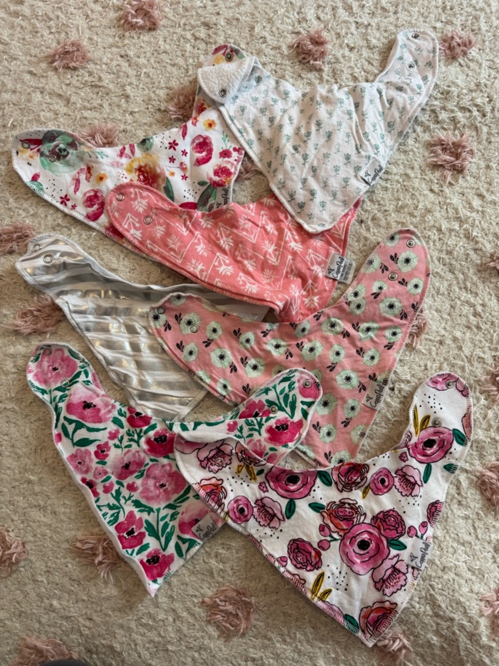 Bundle of 7 Girls Copper Pearl Bandana Bibs